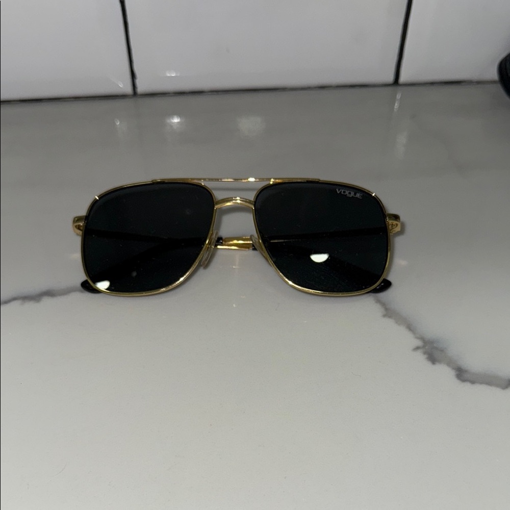Vogue Gold Frame Sunglasses with Black Lenses
